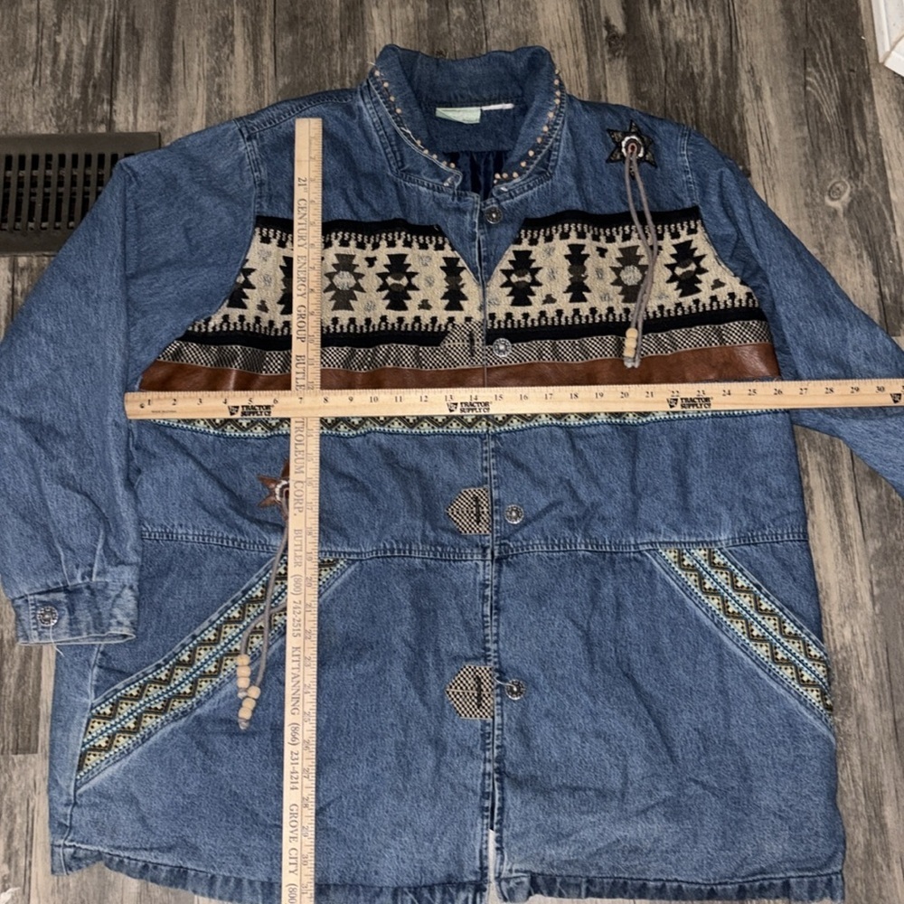 Vintage  90s 220 Hickory Southwestern Denim Coat woman’s oversized large - Picture 3 of 7
